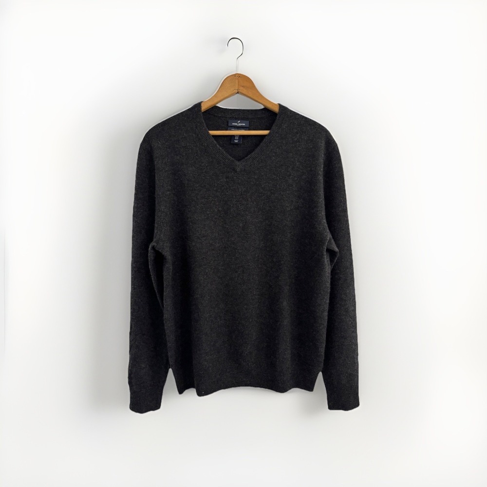 Daniel Hechter Paris Men's  2-Ply 100% Cashmere Sweater Sz Medium Charcoal Crew